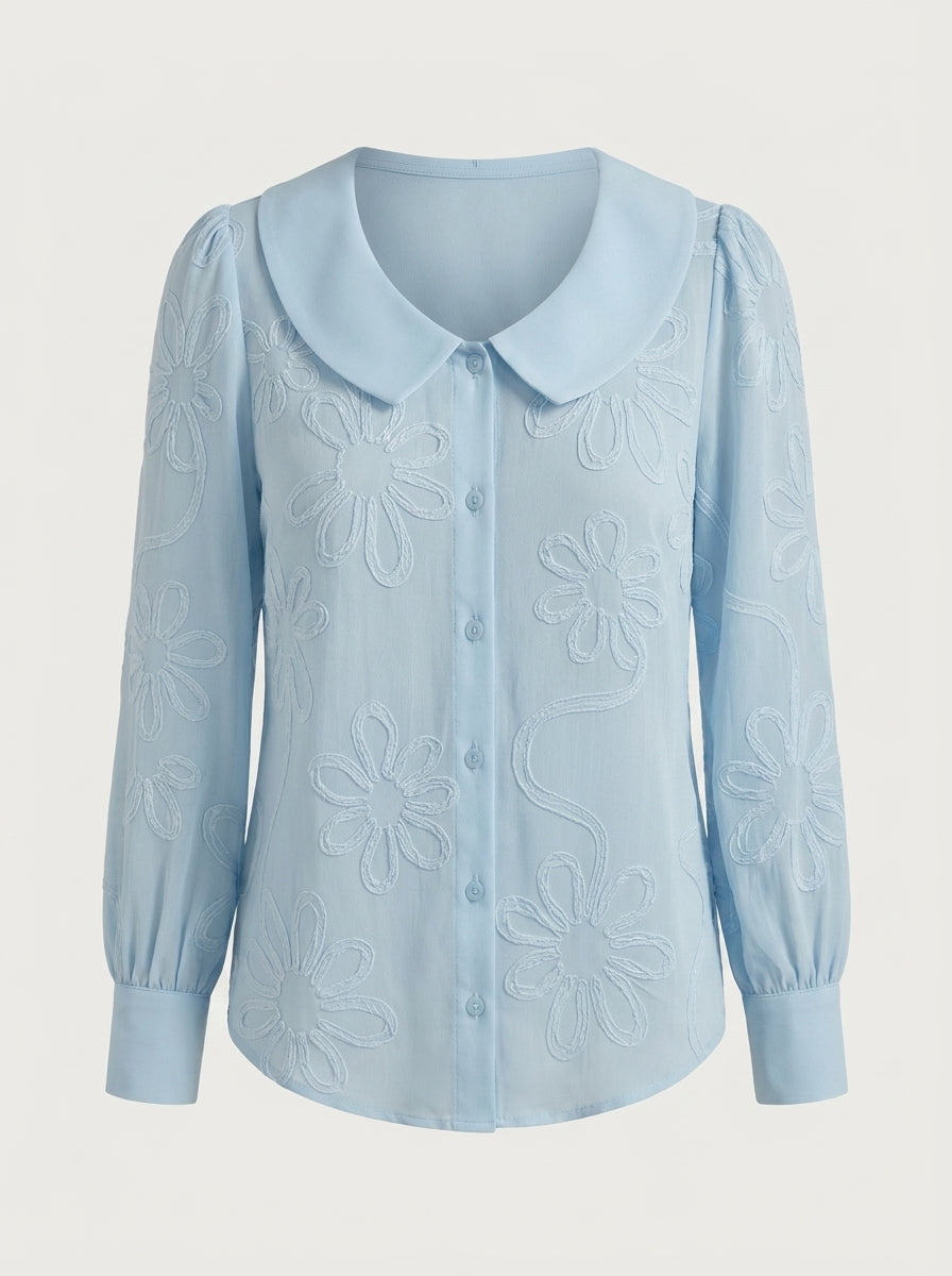 Sirena – Blusa bordada con cuello redondo