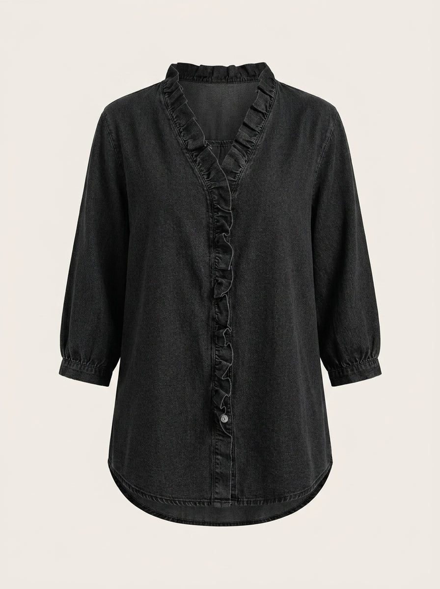 Marta – Blusa denim de cuello en V