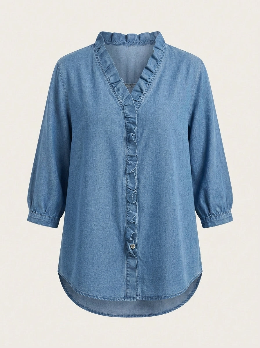 Marta – Blusa denim de cuello en V