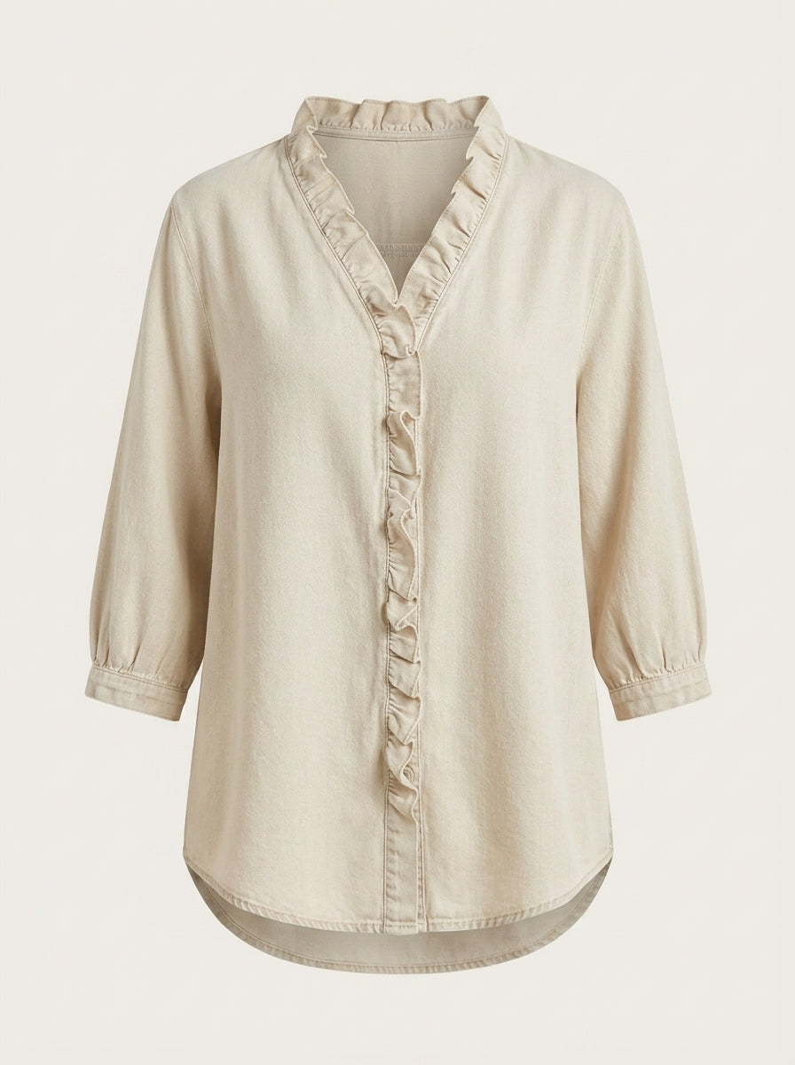 Marta – Blusa denim de cuello en V