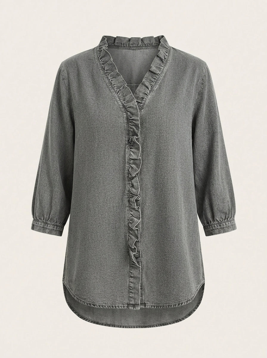 Marta – Blusa denim de cuello en V