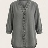 Marta – Blusa denim de cuello en V