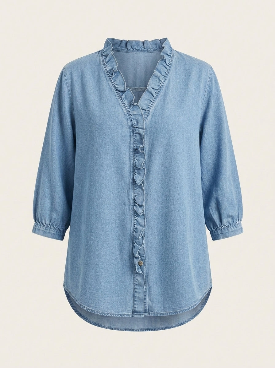Marta – Blusa denim de cuello en V
