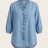 Marta – Blusa denim de cuello en V
