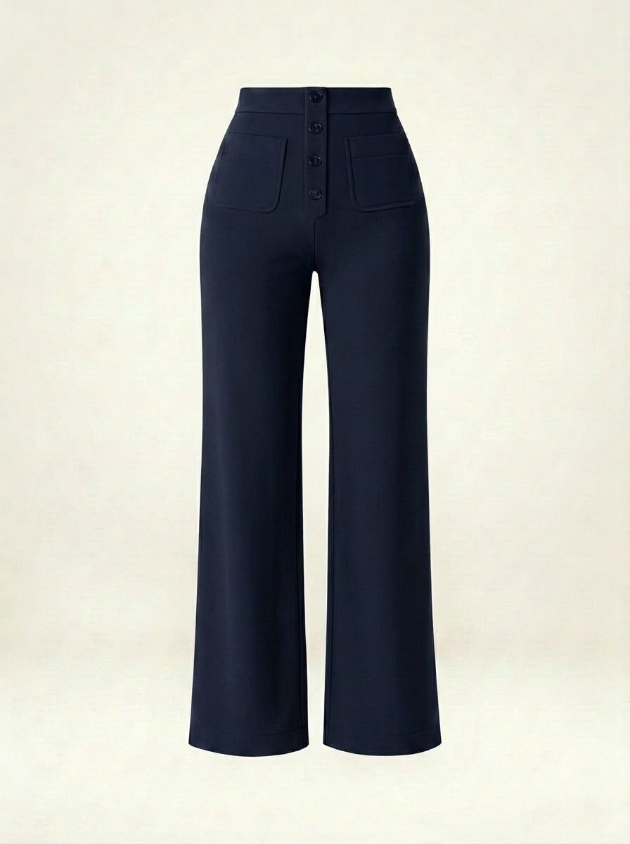 Carmina – Pantalón de tiro alto elástico