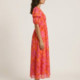 Zafira – Vestido largo estampado con escote en V