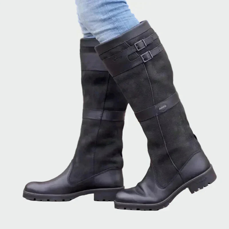 Filomena | Bota alta de piel con dobles hebillas
