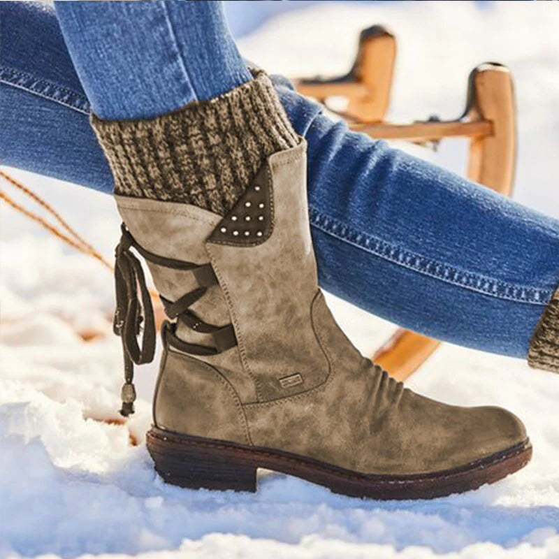 Laura | Bota de punto con cordones y caña media