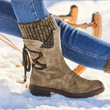 Laura | Bota de punto con cordones y caña media