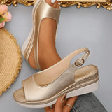 Dalia – Sandalias de cuña confort metalizadas