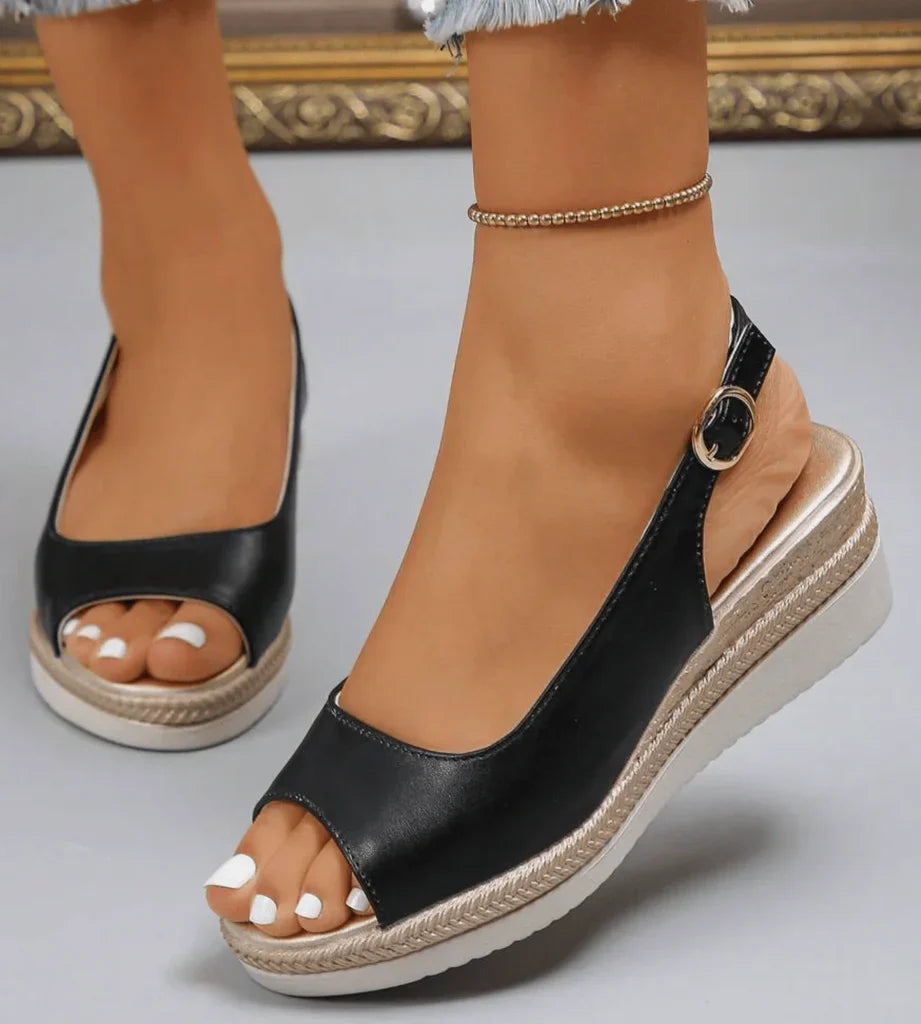 Dalia – Sandalias de cuña confort metalizadas