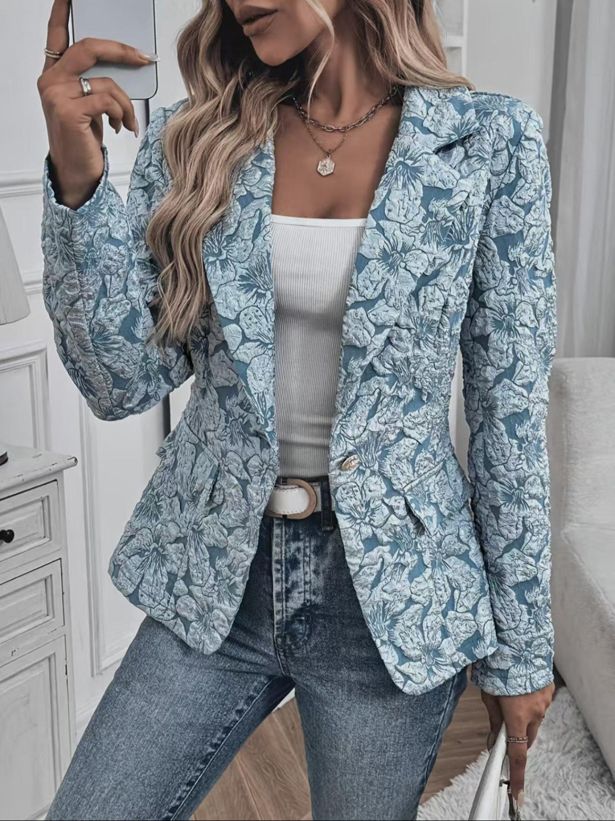 Tatiana | Blazer entallado de jacquard paisley