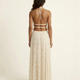 Isabela – Conjunto halter fluido con falda larga