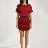 Valeria – Vestido mini ajustado fruncido efecto moldeador