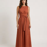Aina – Vestido largo fluido con lazo
