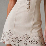 Gabriela | Vestido mini de encaje marfil con escote en V