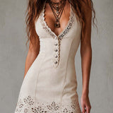 Gabriela | Vestido mini de encaje marfil con escote en V