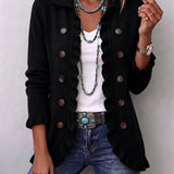Zelia | Chaqueta de punto acanalado negro intenso con volantes