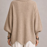 Florencia | Cárdigan oversize de canalé con bajo ondulado, beige arena