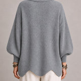 Leticia | Cárdigan oversize de canalé con bajo ondulado, gris