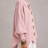 Eloísa | Cárdigan oversize de canalé con bajo ondulado, rosa empolvado