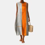 Isaura | Vestido de bloques naranja y rayas