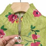 Constanza | Cárdigan floral rosa sobre verde lima