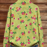 Constanza | Cárdigan floral rosa sobre verde lima