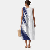 Justina | Vestido de brochazos azul marino