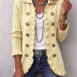 Orlana | Chaqueta de punto acanalado crema con volantes