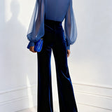 Malena | Mono elegante con escote en V, azul