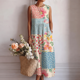 Guiomar | Vestido de patchwork floral pastel