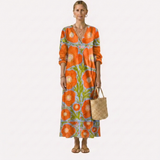 Violante | Vestido de flores retro naranja