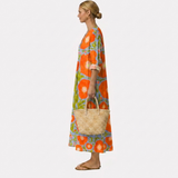 Violante | Vestido de flores retro naranja