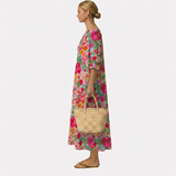 Zita | Vestido de flores fucsia sobre verde