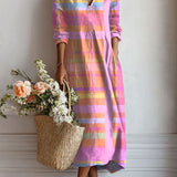 Primitiva | Vestido de rayas degradadas en rosa