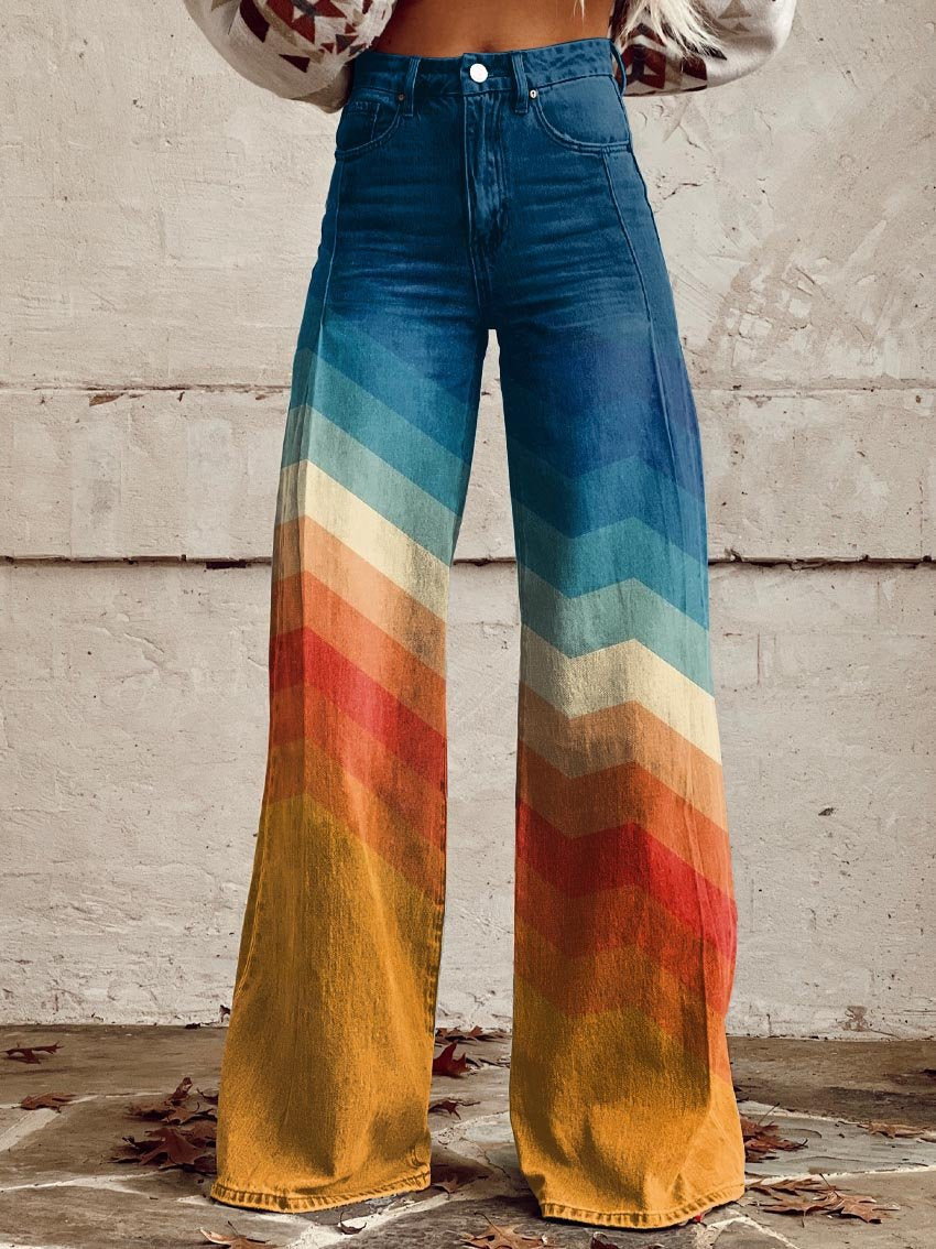 Zulamita | Pantalón ancho estampado de degradado arcoíris