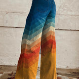 Zulamita | Pantalón ancho estampado de degradado arcoíris