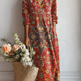 Marciana | Vestido de paisley persa en rojo