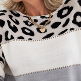 Margalida | Jersey de punto con estampado de leopardo