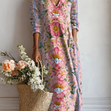 Etelvina | Vestido de flores pintadas sobre rosa