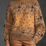 Octaviana | Jersey de cuello alto de paisley sobre ocre
