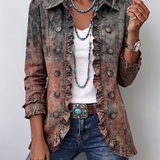 Flavia | Chaqueta vintage degradada texturizada con volantes