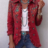 Carlota | Chaqueta bohemia paisley roja con volantes