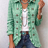 Julia | Chaqueta de cuadros vichy con volantes y botones