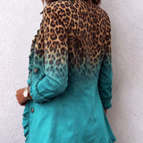 Beatriz | Blazer leopardo degradado turquesa con volantes