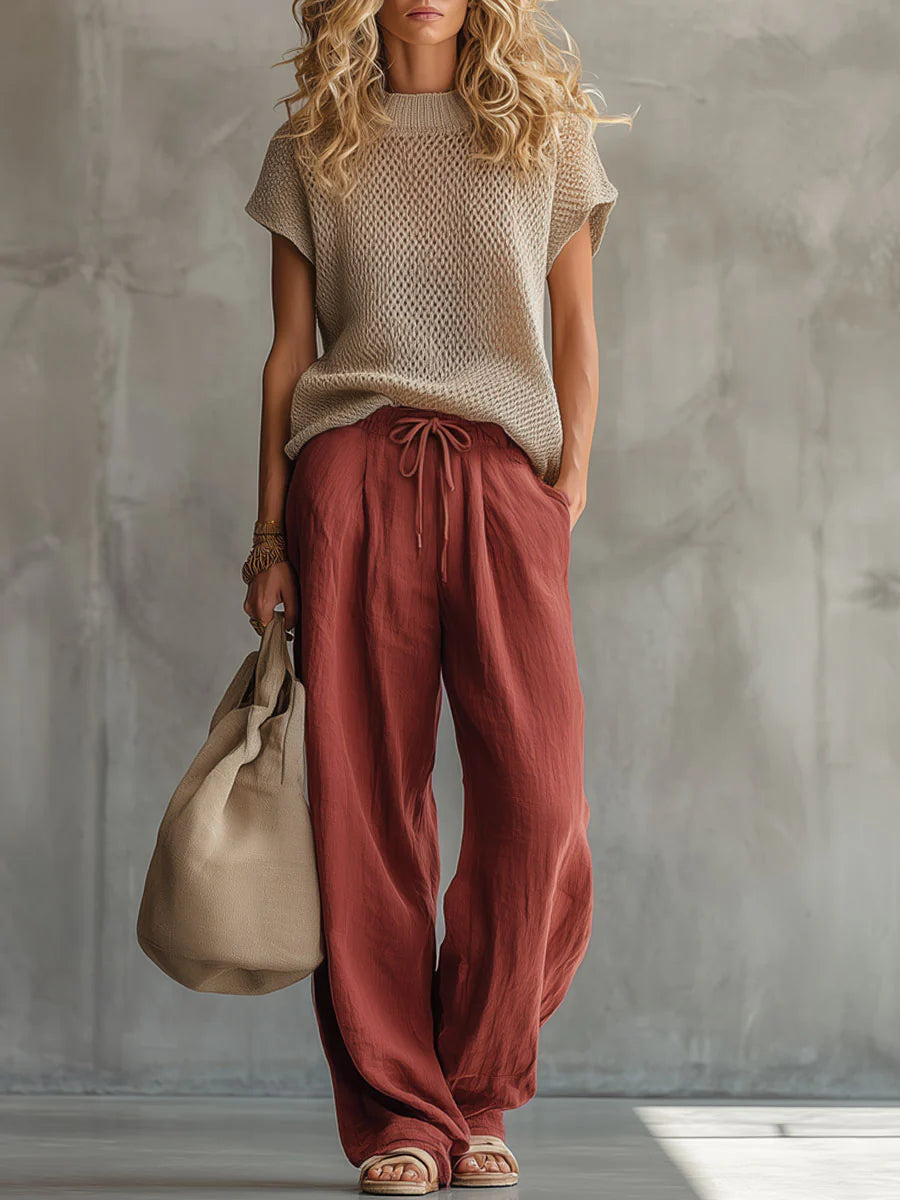 Reinalda | Conjunto de punto y pantalón de mezcla de lino