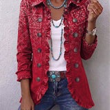 Gala | Chaqueta bohemia paisley degradado rojo con volantes