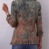 Flavia | Chaqueta vintage degradada texturizada con volantes