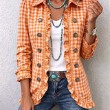 Julia | Chaqueta de cuadros vichy con volantes y botones
